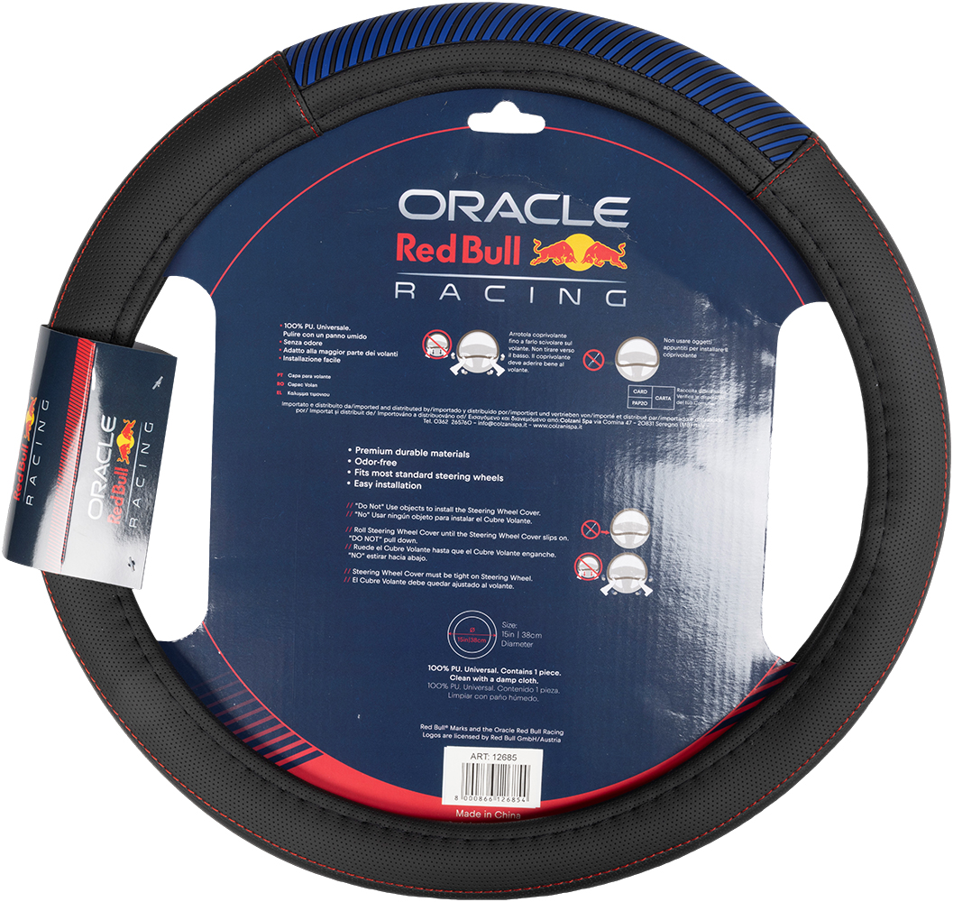 Coprivolante in PU nero con logo Oracle Red Bull Racing, 15"/38cm.