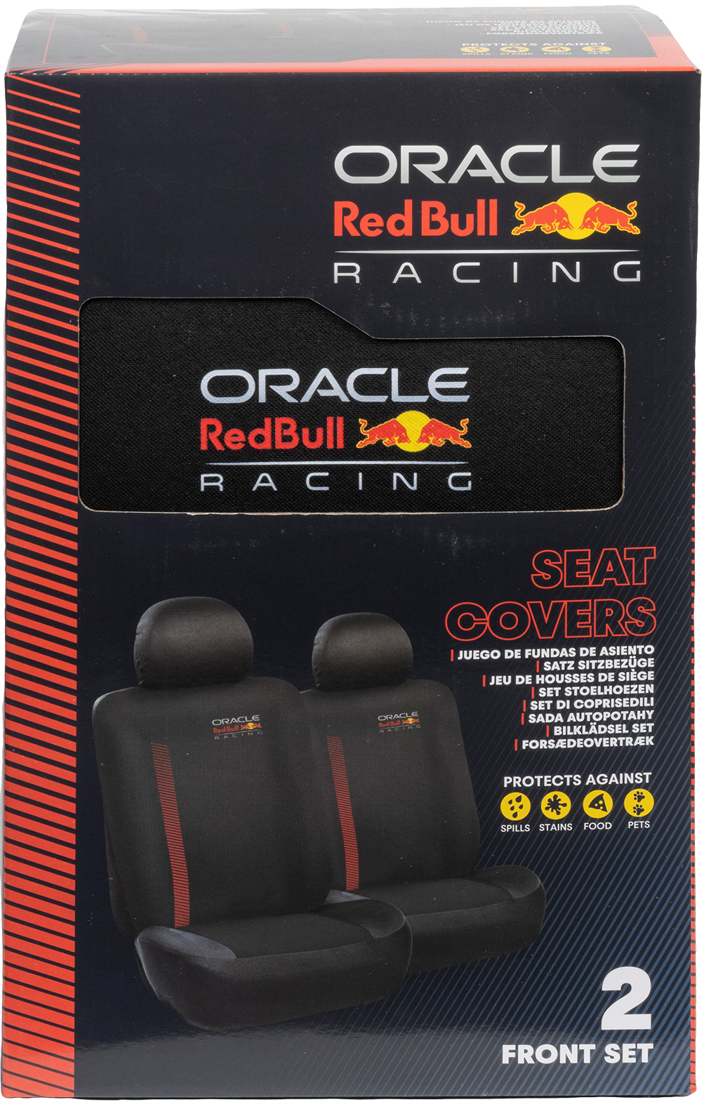 Scatola coprisedili Red Bull Racing, mostra due coprisedili anteriori.