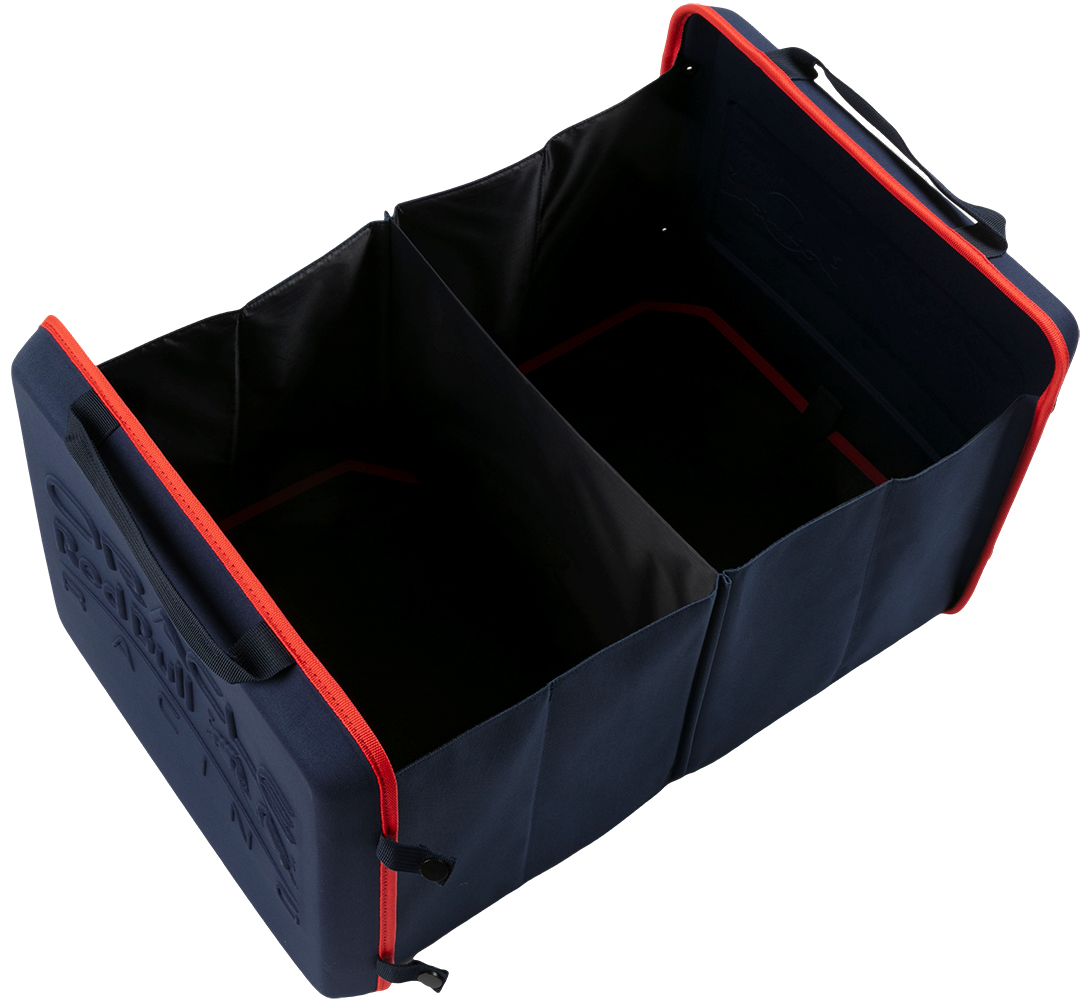 Organizzatore da bagagliaio blu scuro Red Bull Racing con finiture rosse e due scomparti.