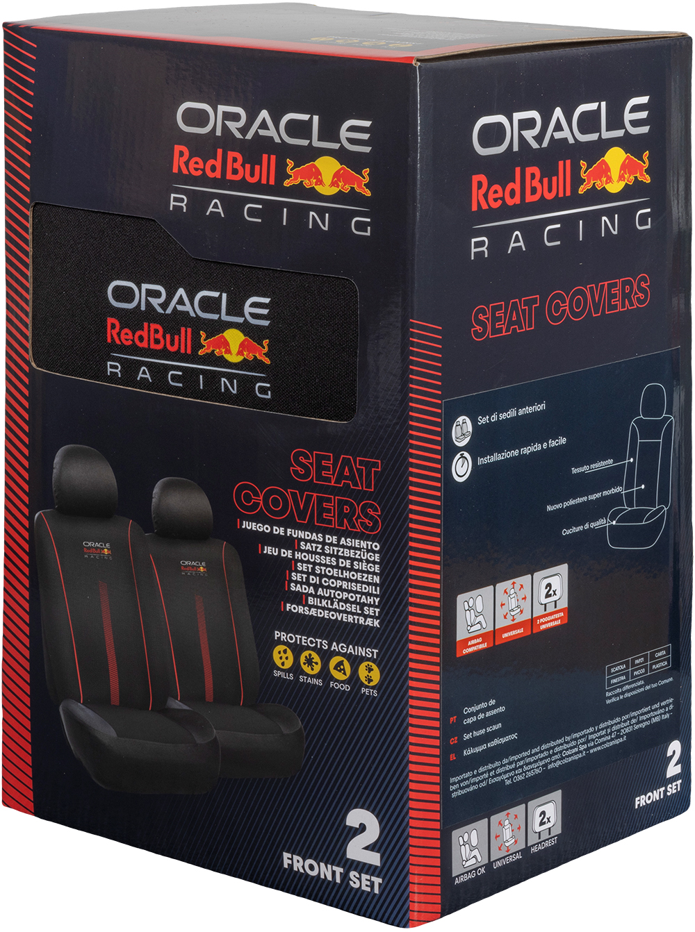 Coprisedili anteriori Oracle Red Bull Racing, neri con accenti rossi.