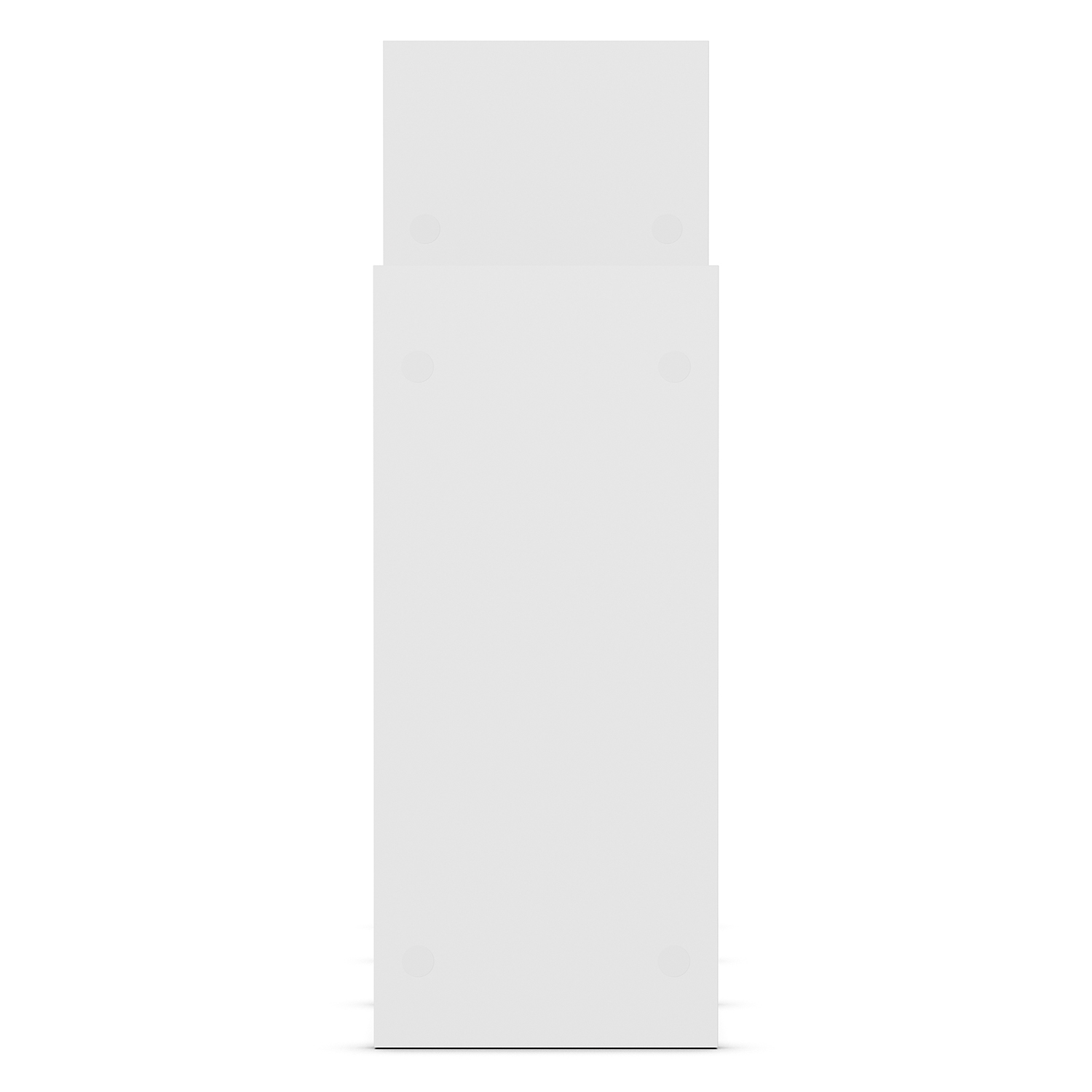 Un recipiente blanco y rectangular con una sección más pequeña encima.
