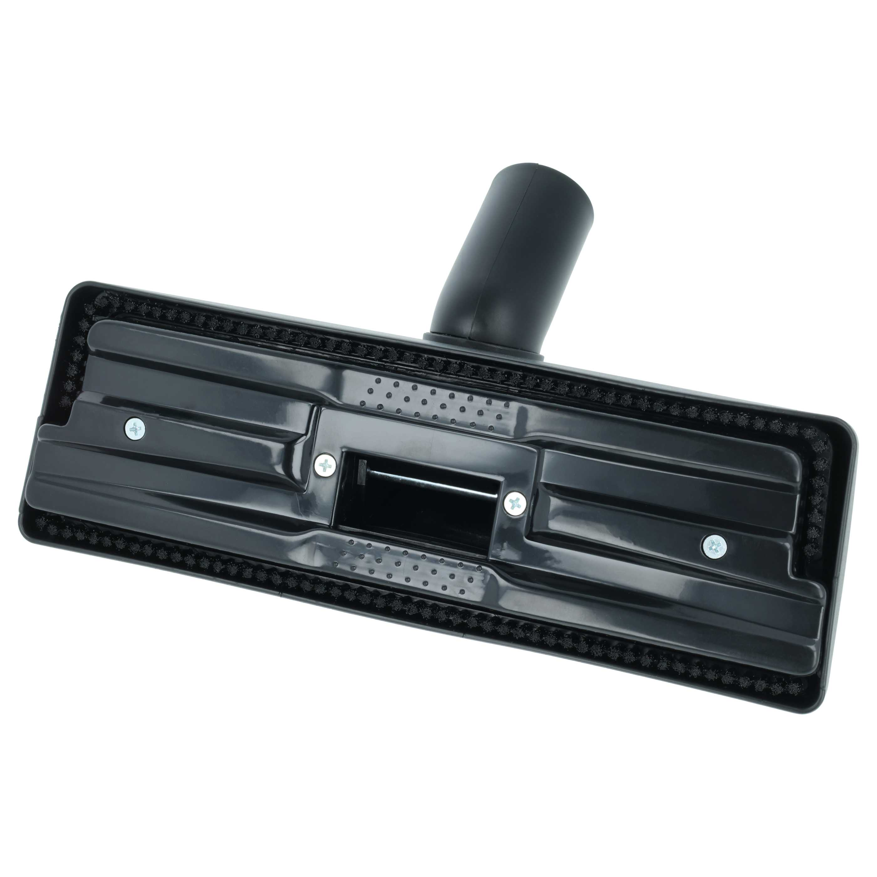 Schwarze Staubsaugerdüse mit Bürste und Sauganschluss auf weißem Hintergrund.