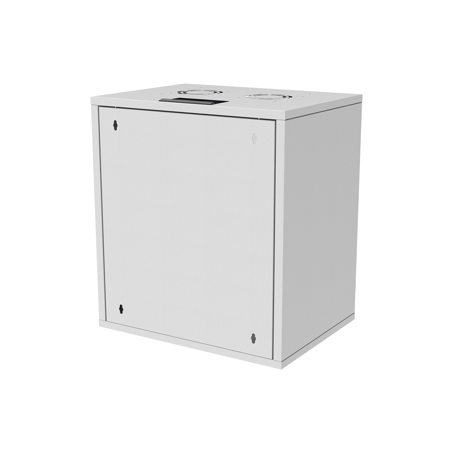 Ein weißer Serverschrank mit einer Tür und Lüftungsschlitzen oben.
