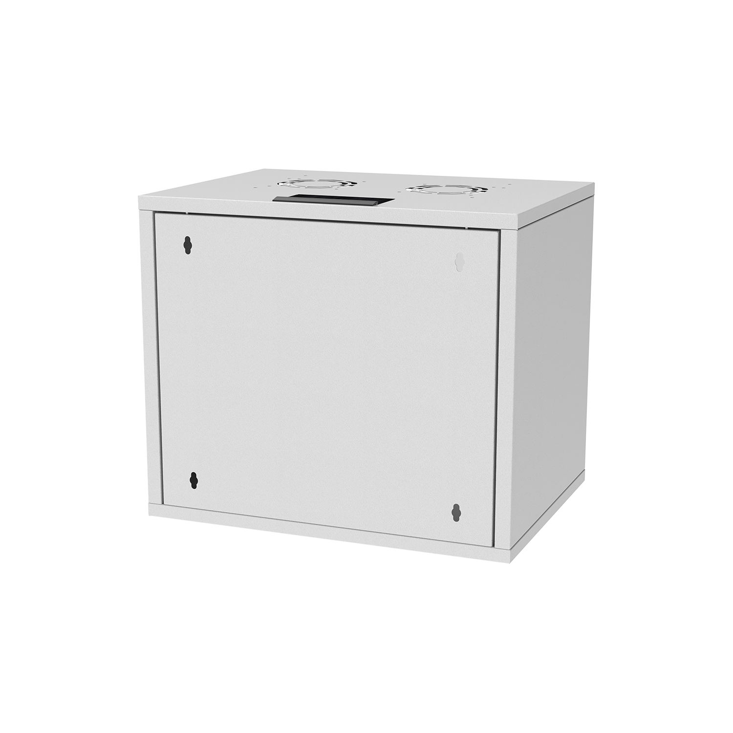 Ein weißer Serverschrank mit Lüftern auf dem Dach.