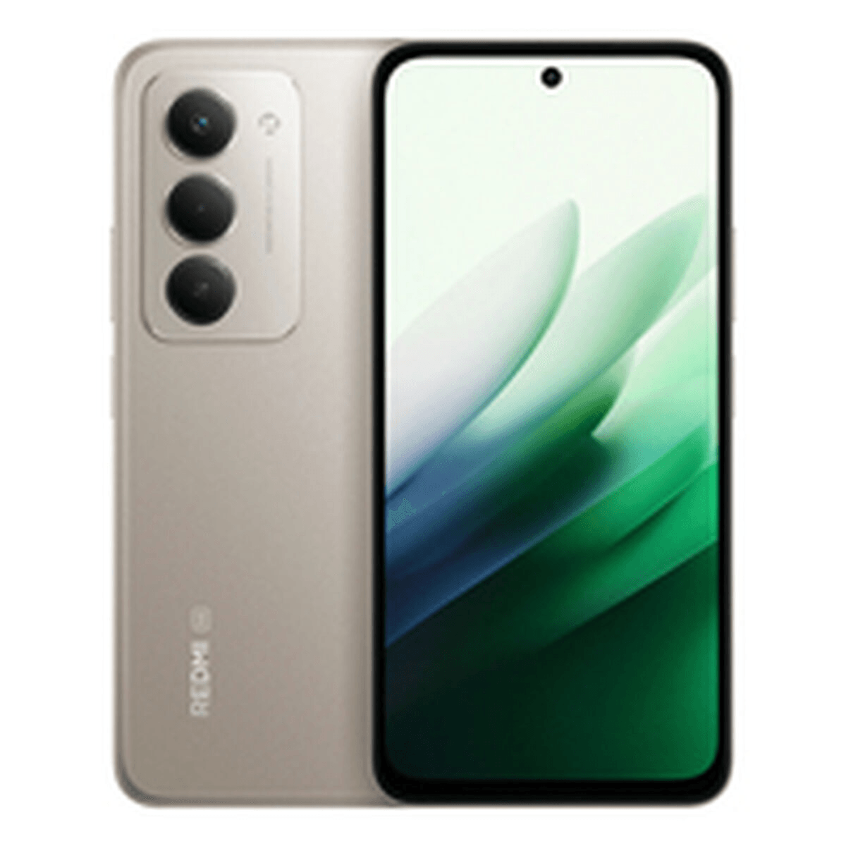 Jasnobrązowy smartfon z trzema aparatami z tyłu.
