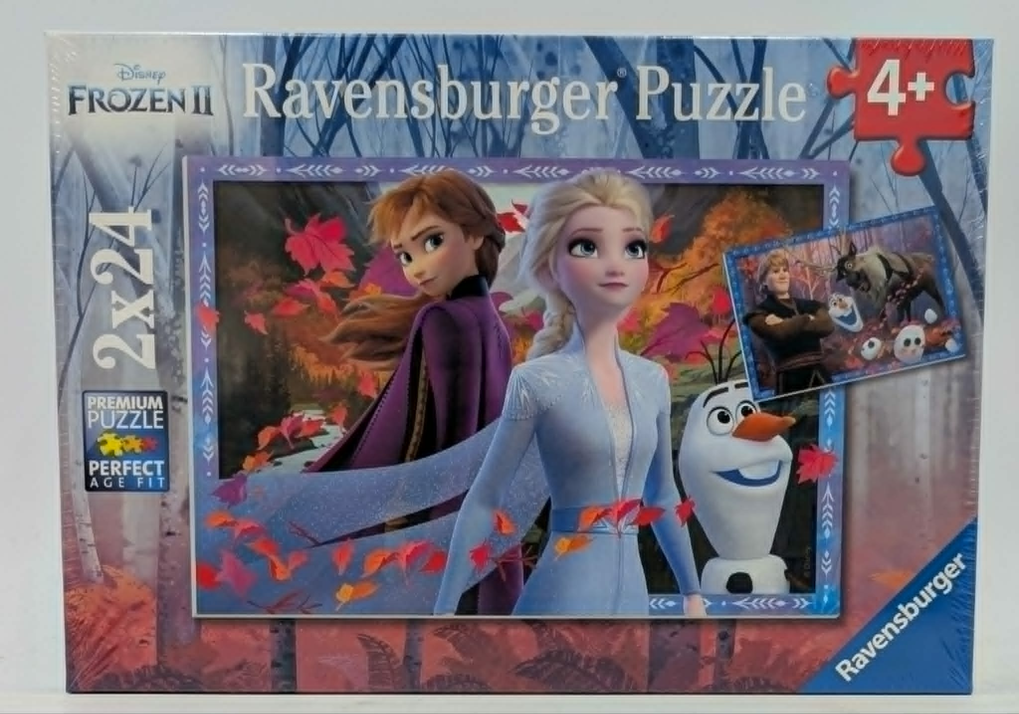Puzzle Ravensburger Frozen II con Anna, Elsa, Olaf, Kristoff e Sven.