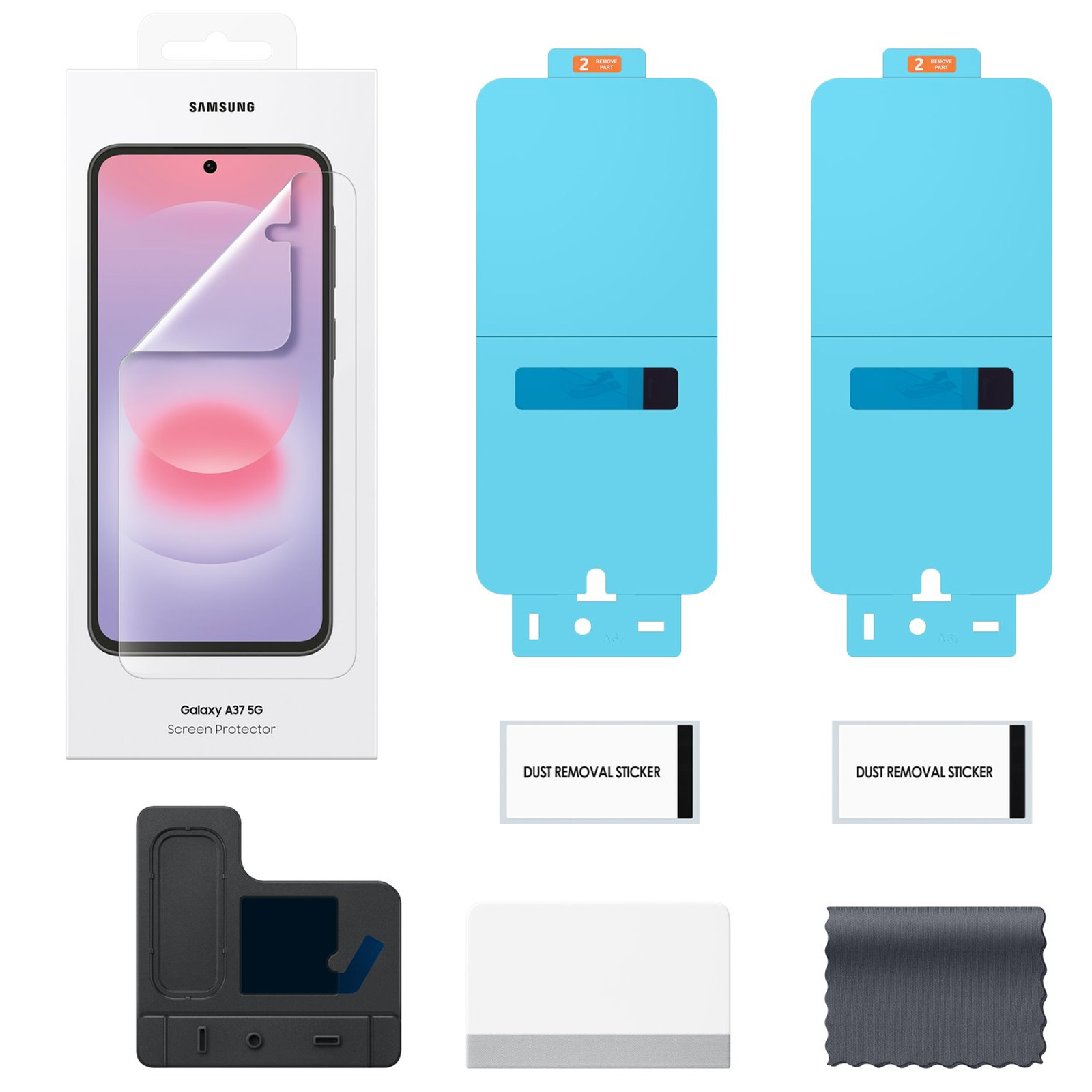 Kit de protection d'écran Samsung Galaxy A37 5G avec accessoires.