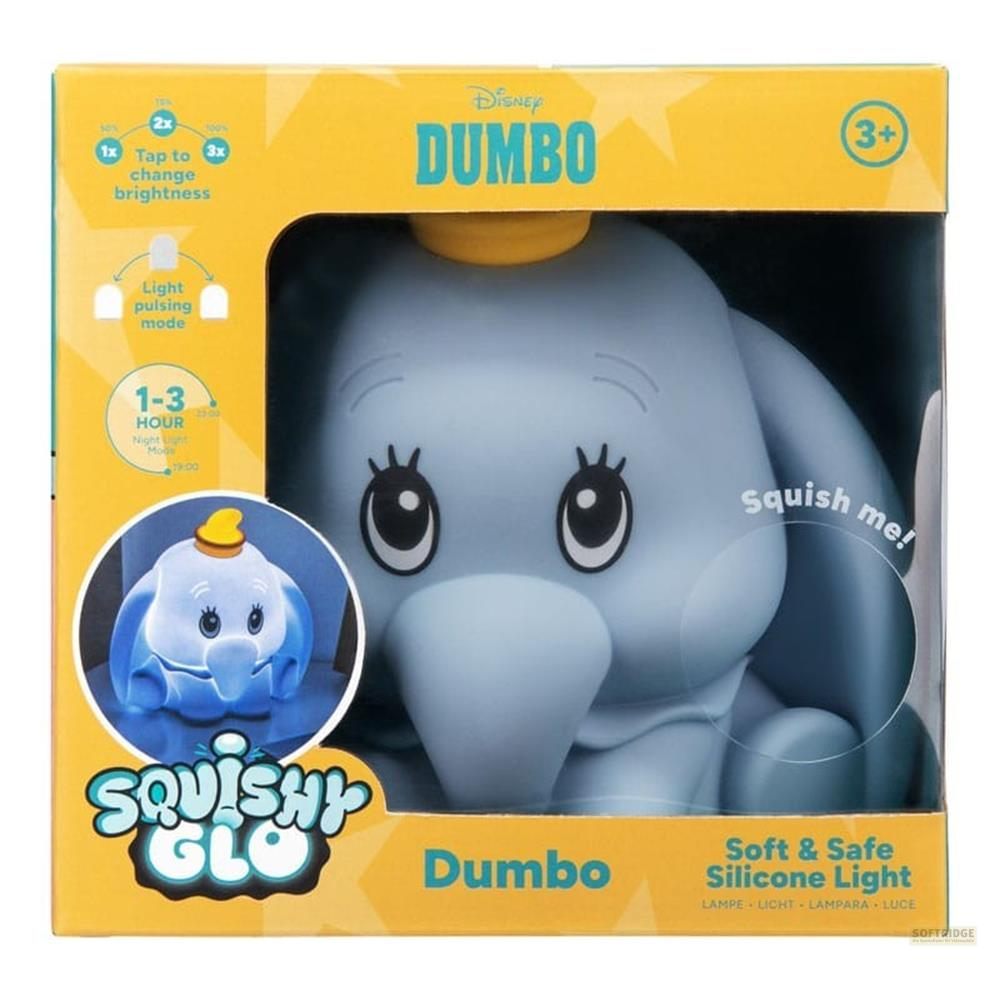 Silikonowa lampka Dumbo w opakowaniu z instrukcją.