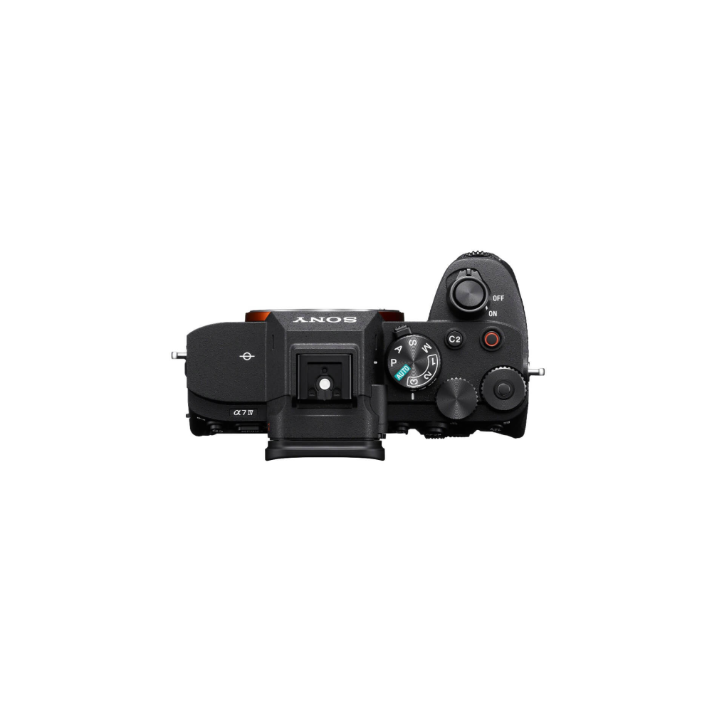 Top view of a black Sony camera showing controls and the Sony logo.