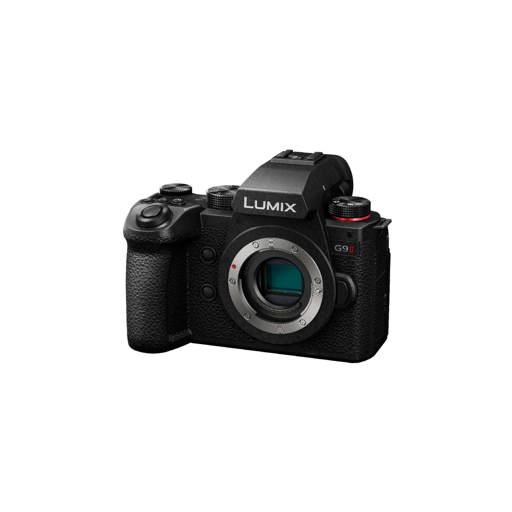 A black Panasonic Lumix G9II camera with its lens mount visible.