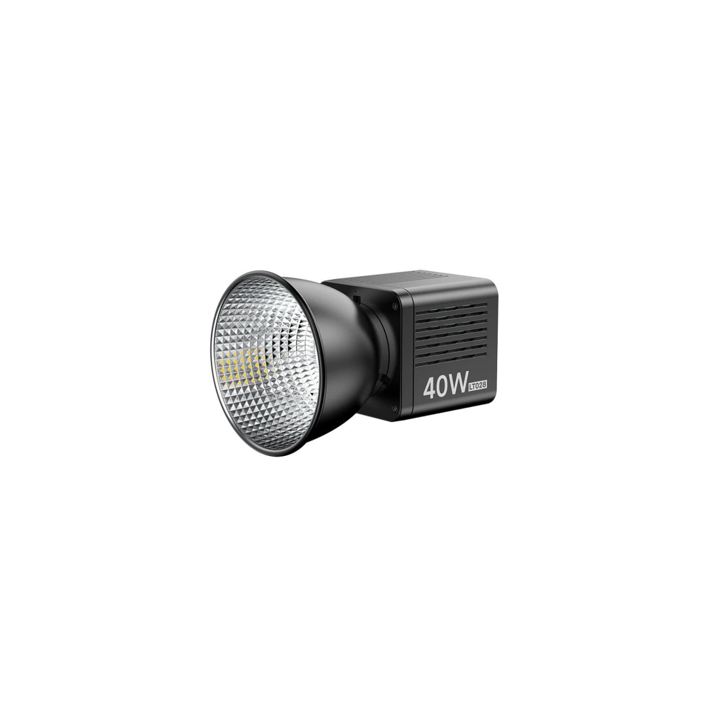 A black 40W LED spotlight with a reflector and ventilation slots.