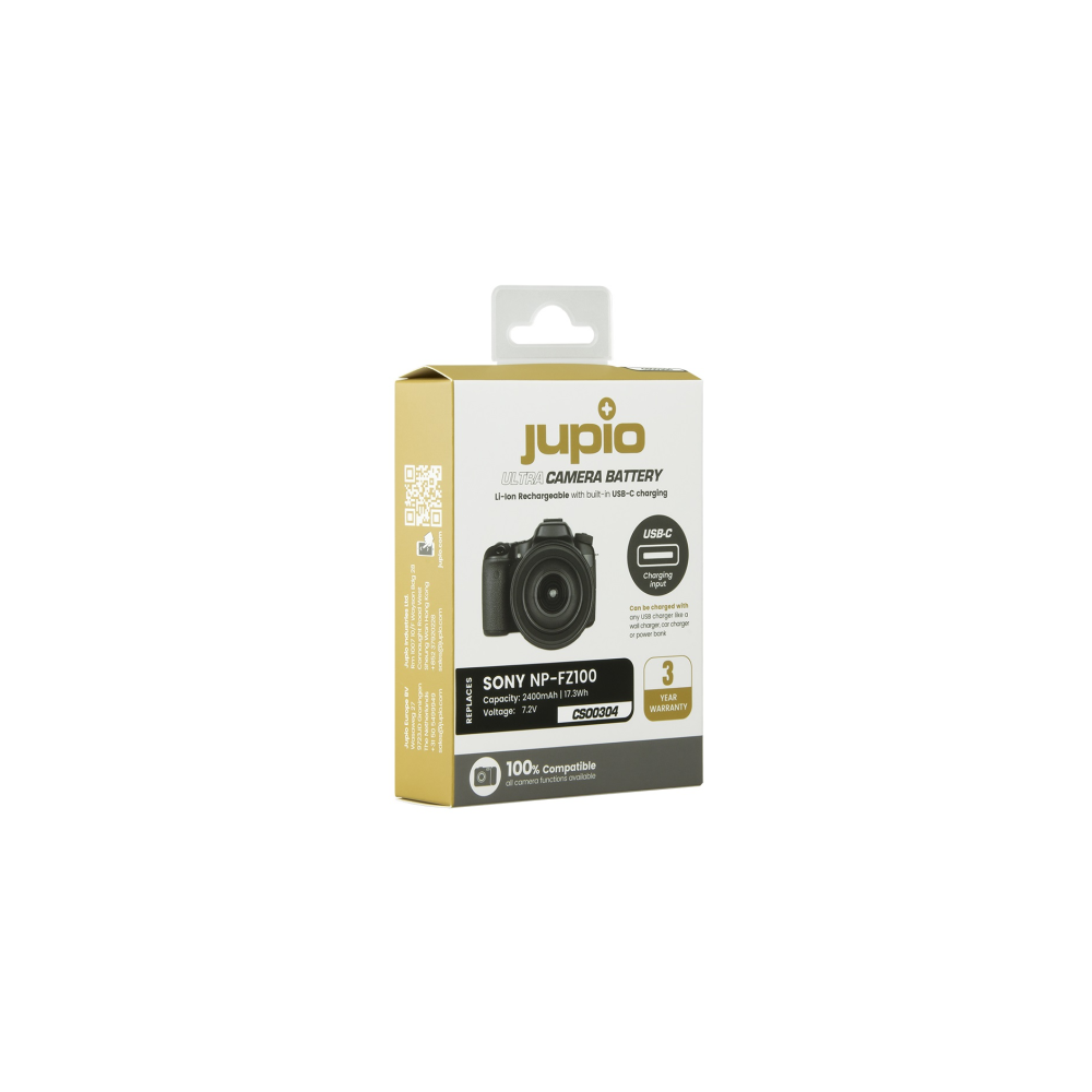 Confezione di una batteria per fotocamera Jupio Ultra per Sony NP-FZ100.