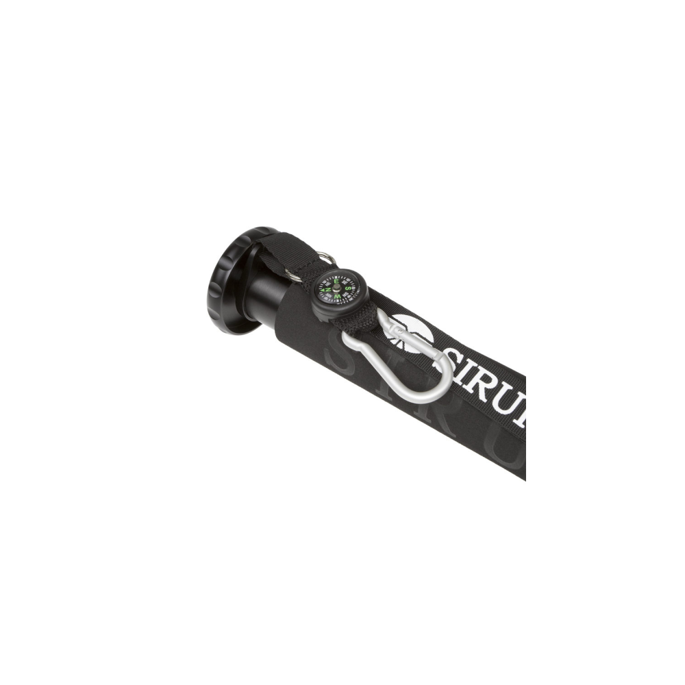 A black handle with a compass, carabiner clip, and SIRUI logo.