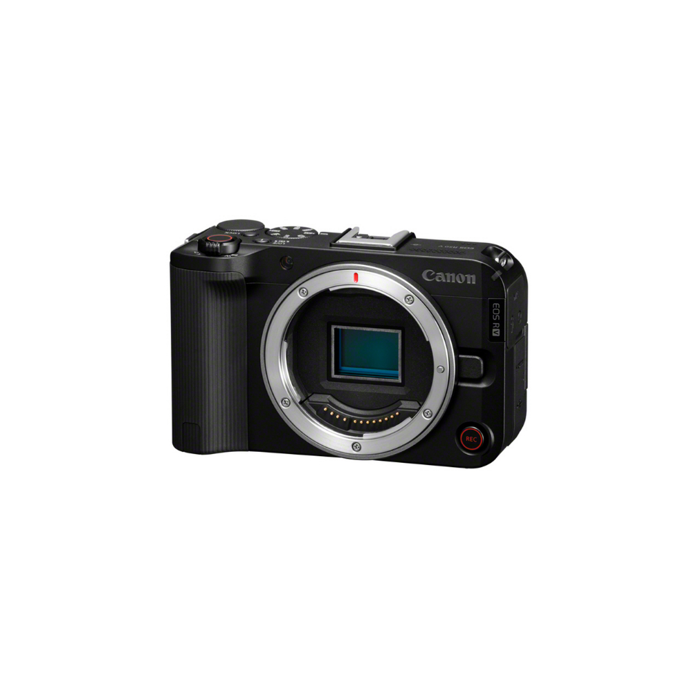 Black Canon EOS R10 camera with lens mount and REC button.