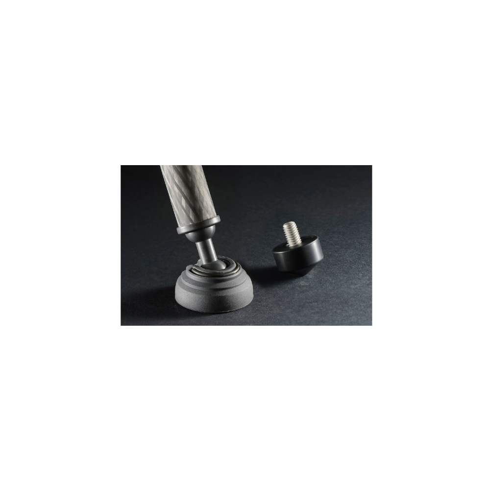 A carbon leg section with a joint and a separate black threaded foot.