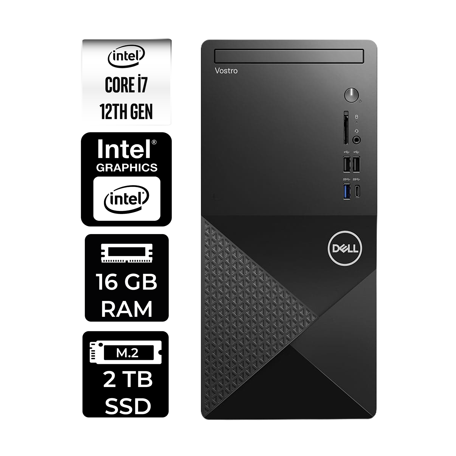 DELL Vostro 3030MT N6007VDT3030MTP303 PER4 Bellek Intel Core i7-12700 16 GB RAM 2 TB SSD FreeDOS Masaüstü Bilgisayar