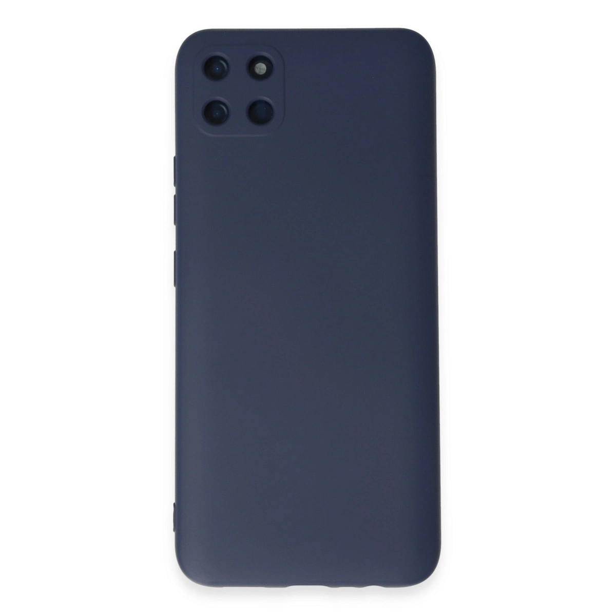 Dörtlü kamera kesimli lacivert telefon kılıfı, mat yüzeyli.