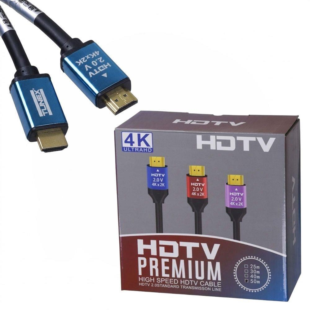 İki HDMI kablosu ve HDTV 4K Ultra HD kablolarını gösteren bir kutu.