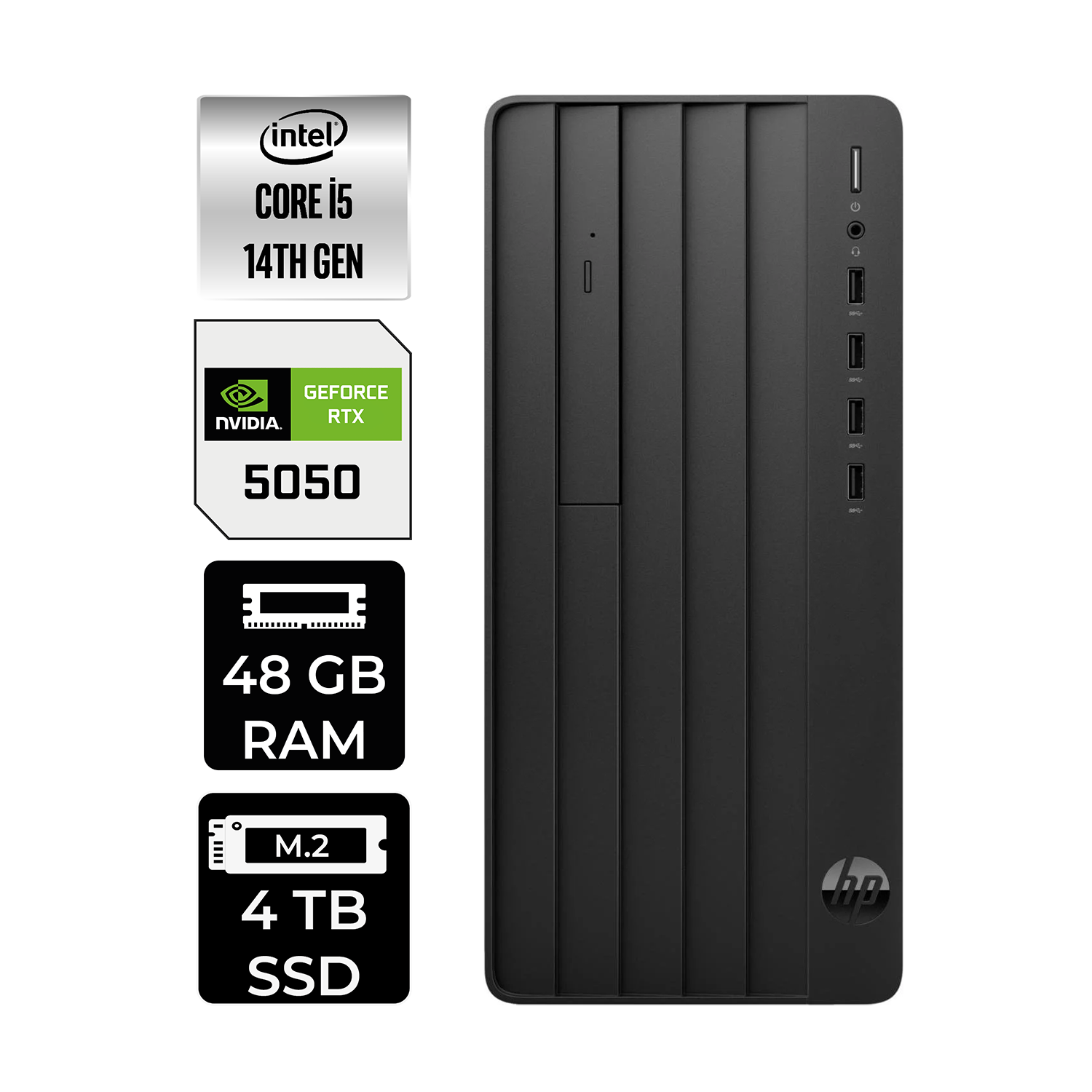 HP ProDesk 2 RTX5050 8GB B70VQATPN552 PER4 Bellek Intel Core i5-14400 48 GB RAM 4 TB SSD FreeDOS Masaüstü Bilgisayar
