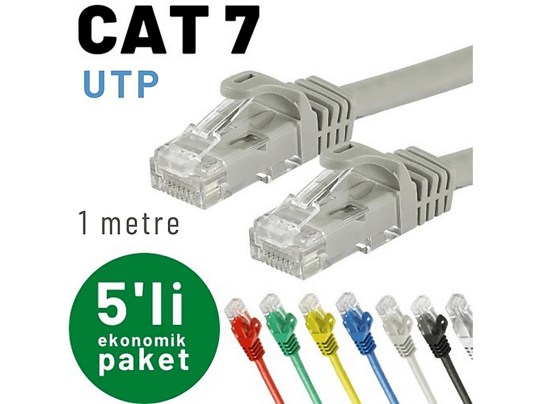 IRENIS 5 adet 1 m Cat-7 Ethernet Network İnternet LAN Kablosu