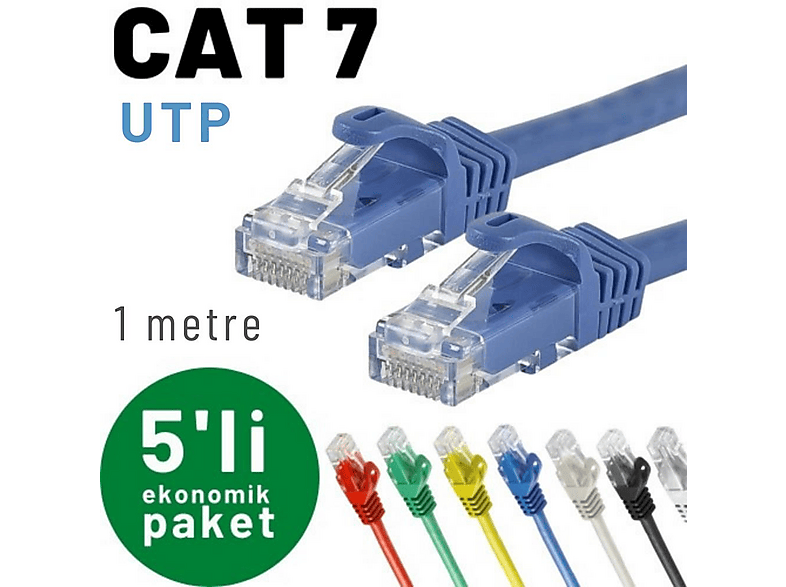 IRENIS 5 adet 1 m Cat-7 Ethernet Network İnternet LAN Kablosu