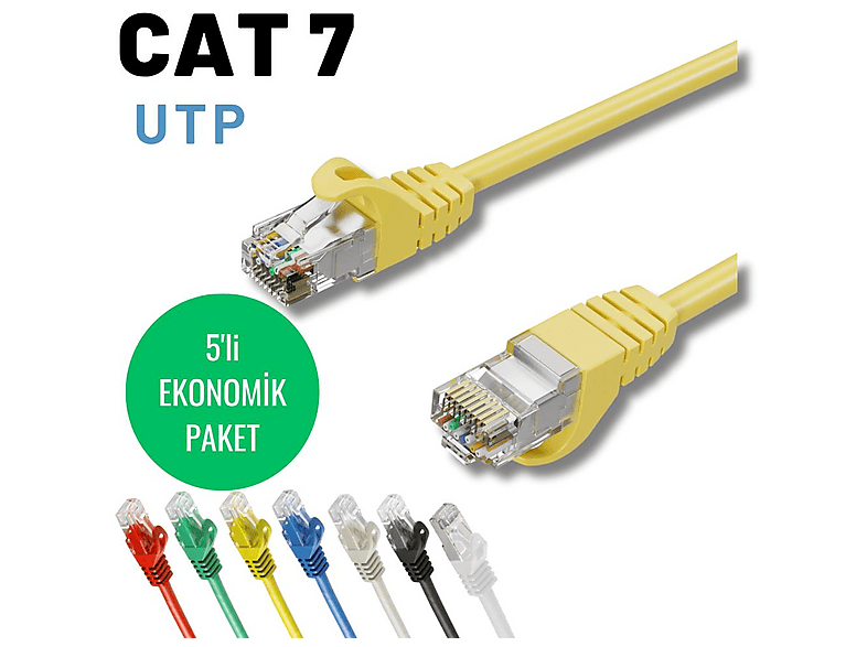 IRENIS 5 adet 3 metre Cat-7 Ethernet Network İnternet LAN Kablosu