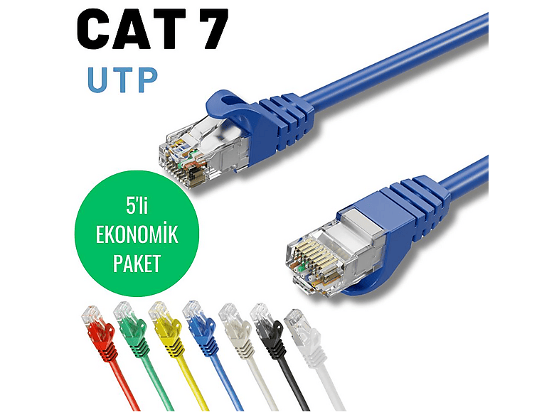 IRENIS 5 adet 3 metre Cat-7 Ethernet Network İnternet LAN Kablosu