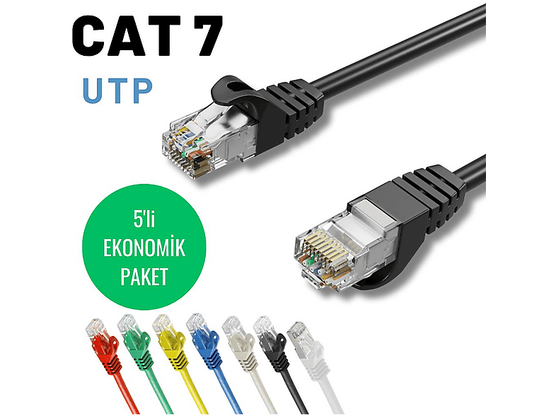 IRENIS 5 adet 3 metre Cat-7 Ethernet Network İnternet LAN Kablosu
