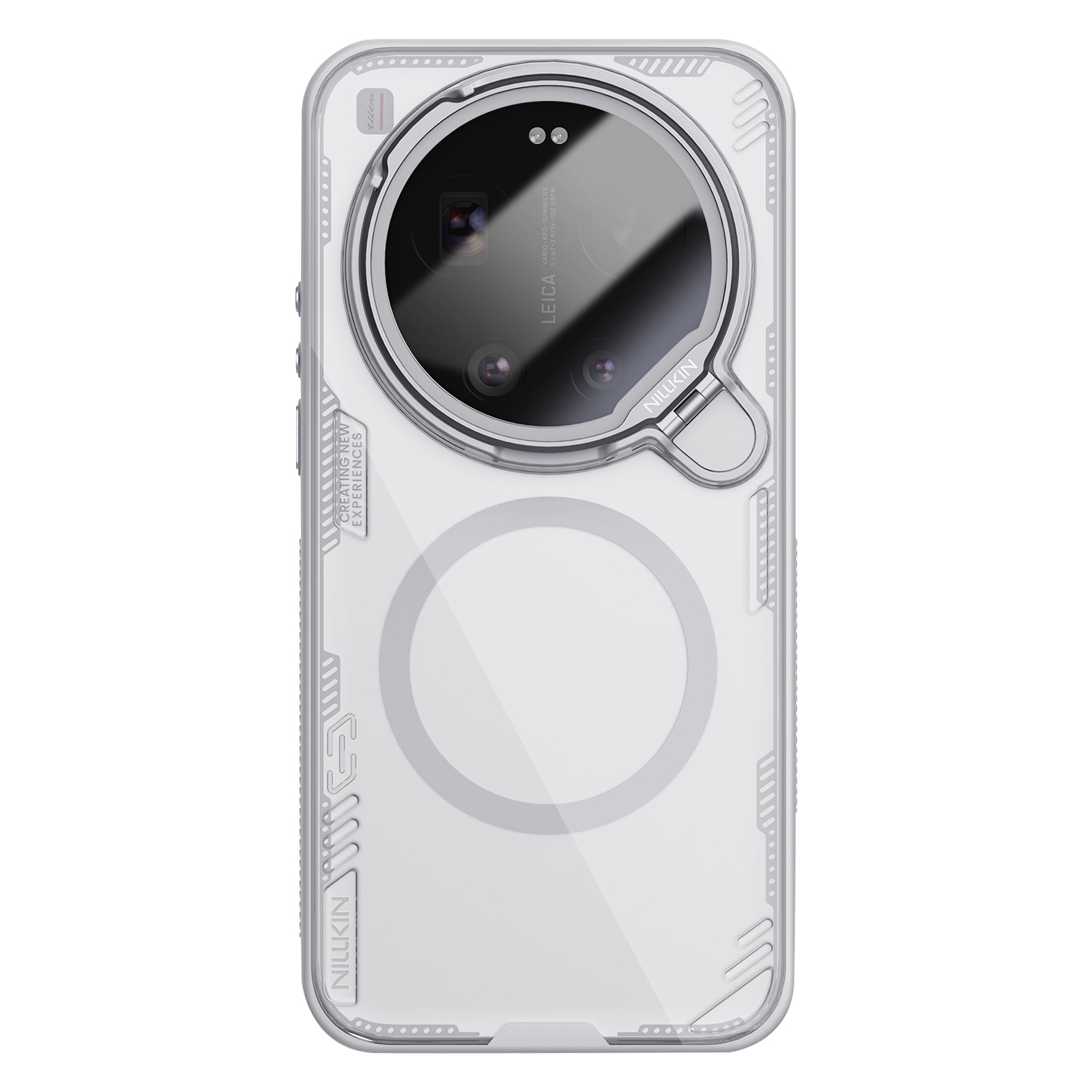 Coque de téléphone transparente avec appareil photo Leica et logo Nillkin.