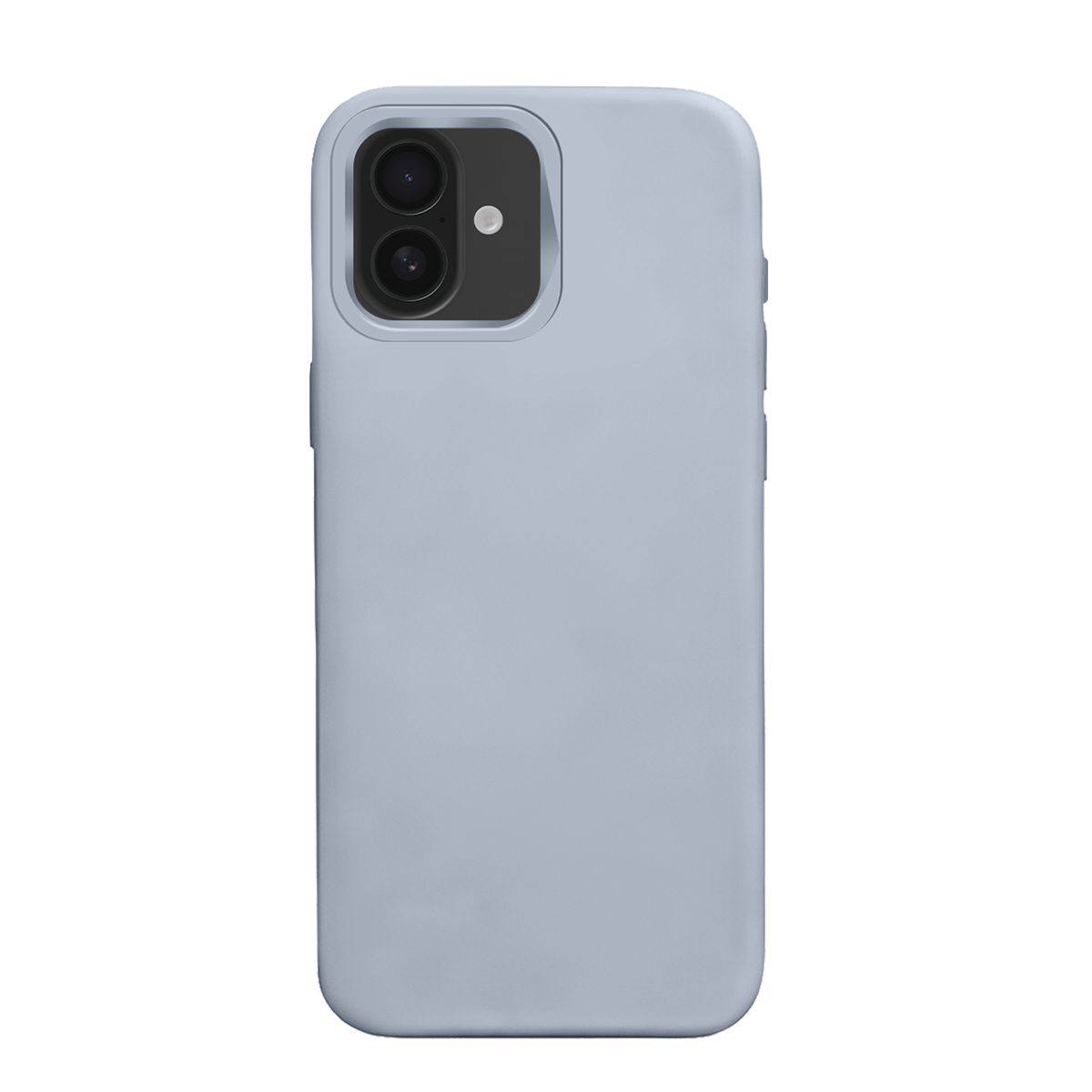 Una cover grigio chiaro con due obiettivi e flash.