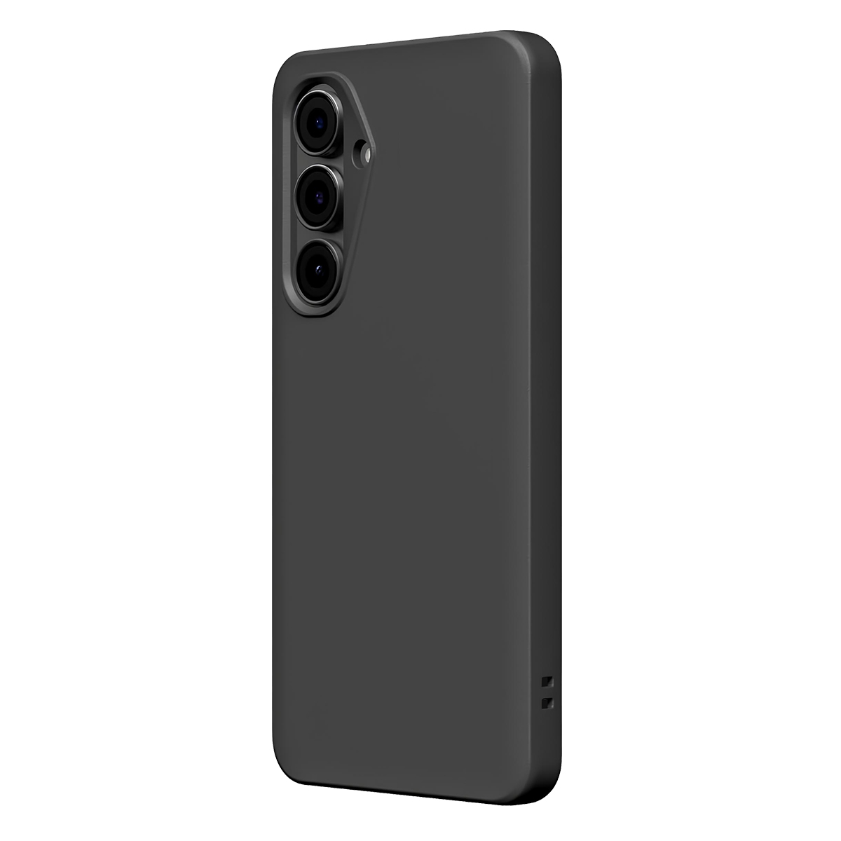 Custodia nera per telefono con tre lenti della fotocamera in alto a sinistra.