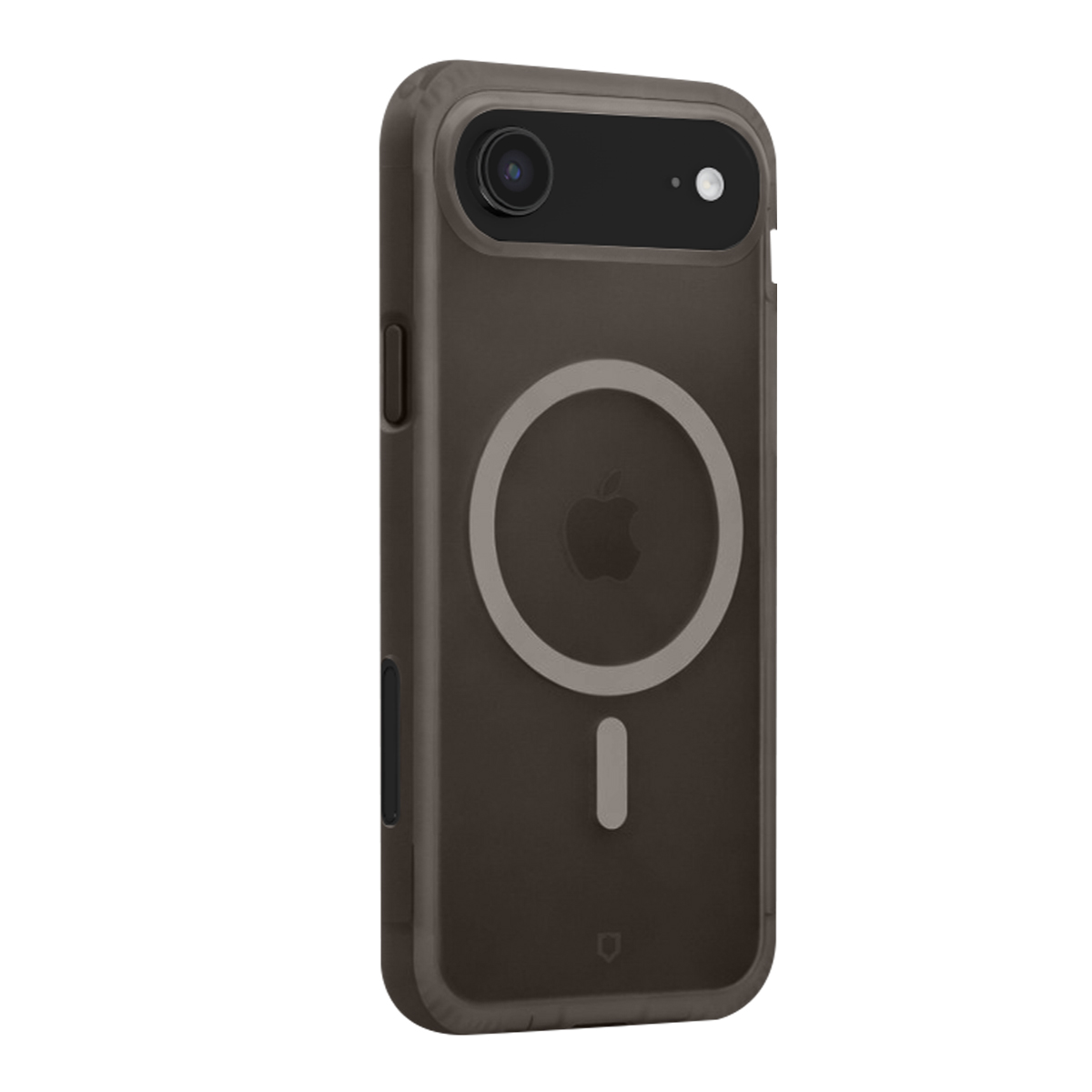 Dunkelgraues iPhone-Case mit Apple-Logo und MagSafe-Kreis.