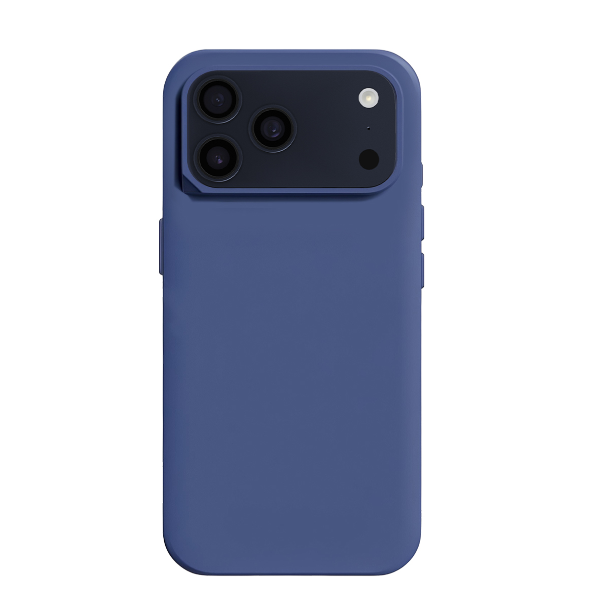 Custodia blu scuro per telefono con tre obiettivi e flash.