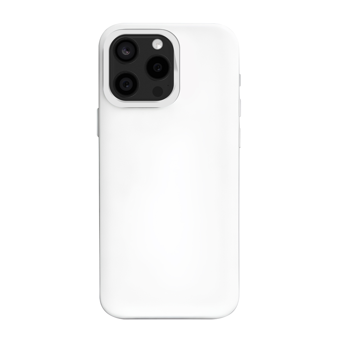 Une coque de téléphone blanche avec trois objectifs et un flash.