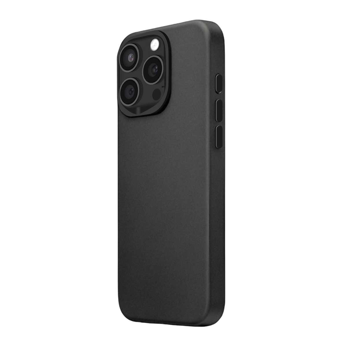 Coque de téléphone noire avec trois objectifs et flash.