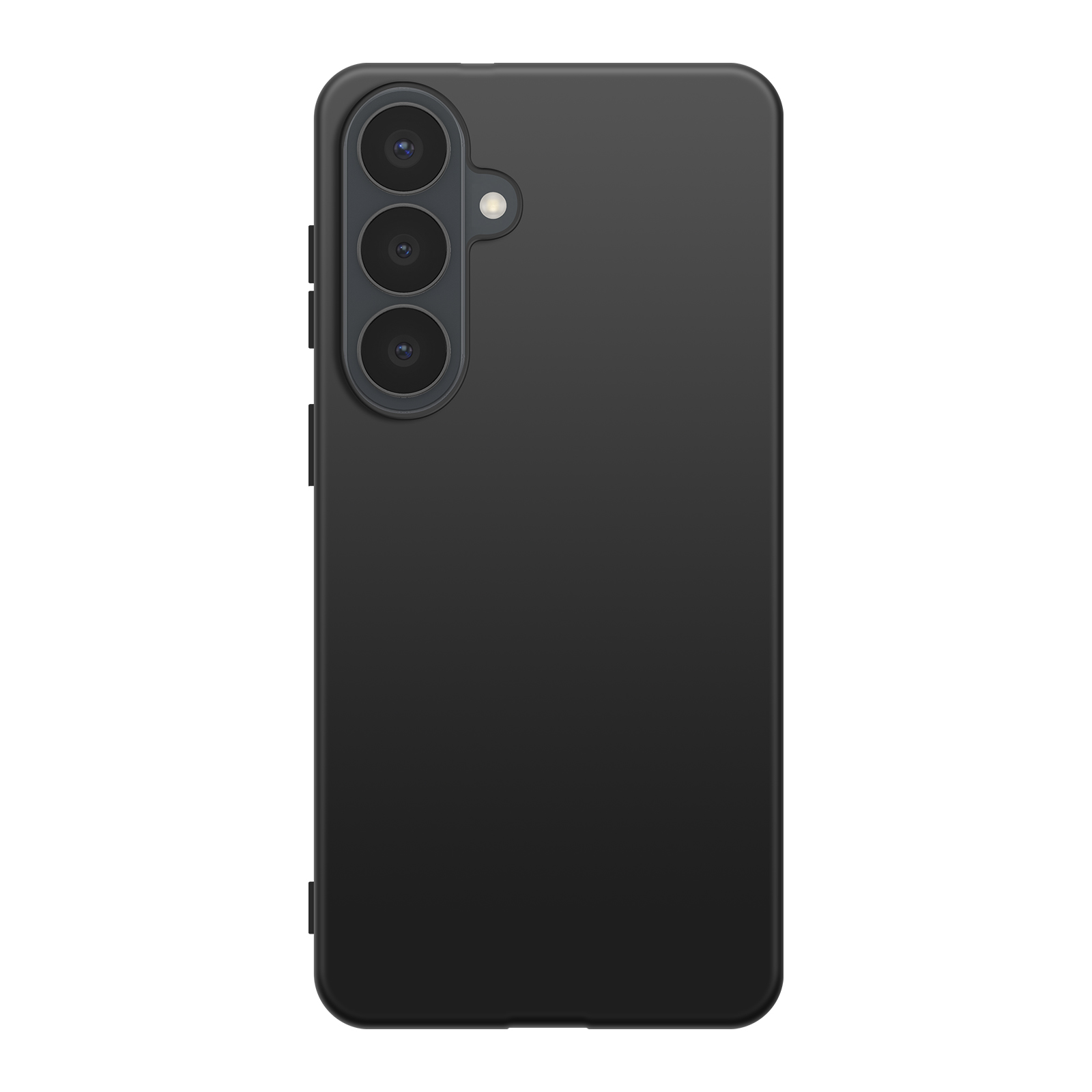 Smartphone noir avec triple appareil photo et flash au dos.