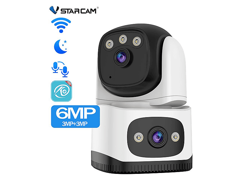 VSTARCAM CS995DR 2 Kameralı 6MP Çift Yönlü Ses Wi-Fi Bebek Kamerası Beyaz
