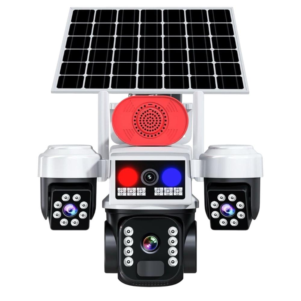 AVENIR AV-S463 4G Sim Kartlı Beyaz 3 Kameralı 6MP Güneş Panelli Solar PTZ Kamera Beyaz