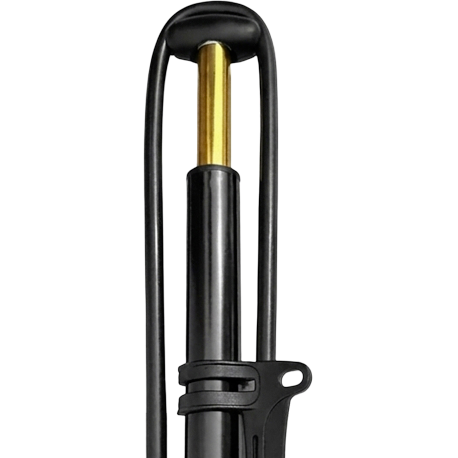 Schwarzer Fahrradreifenheber mit goldenem Schaft und schwarzem Griff.