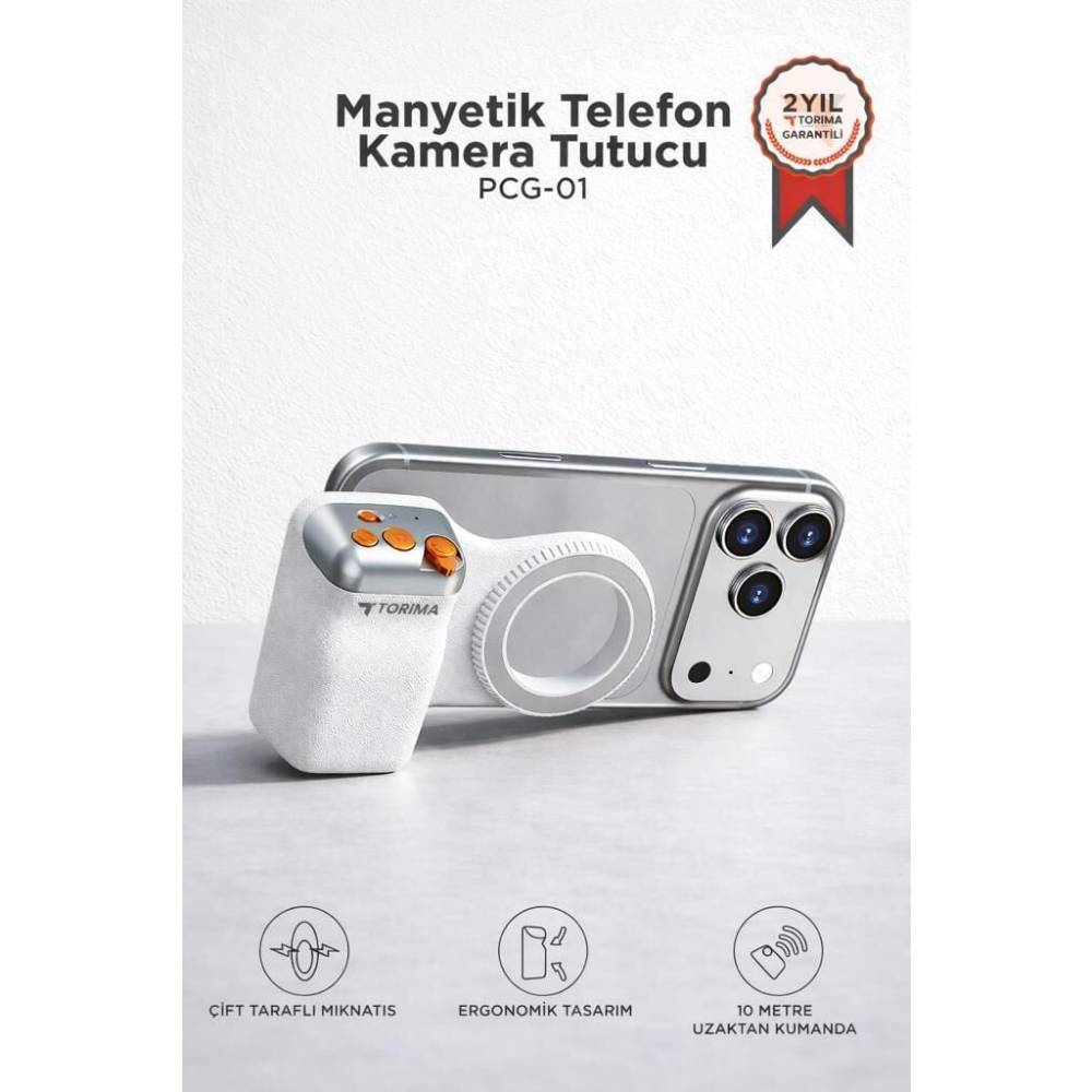 TORIMA PCG01 Mıknatıslı Magsafe Uyumlu Bluetooth Deklanşör Kumandalı Tutucu Telefon Tutucu