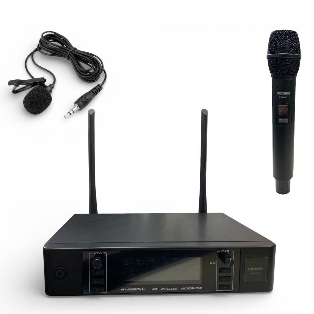 ROSE RW-211EY UHF 2x100 Kanal El Yaka Telsiz Mikrofonu