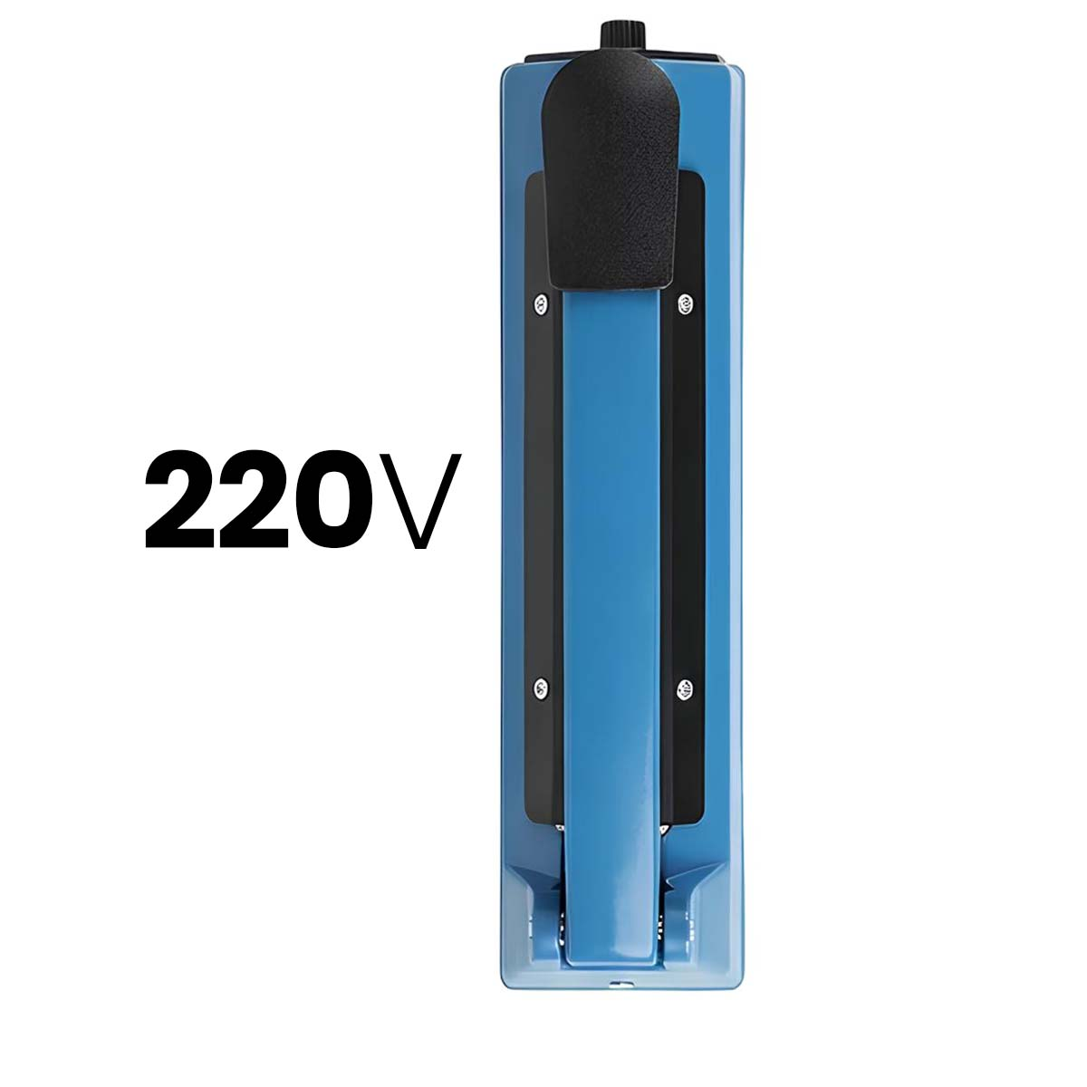 Blauer Kasten mit schwarzem Griff und der Aufschrift 220V.