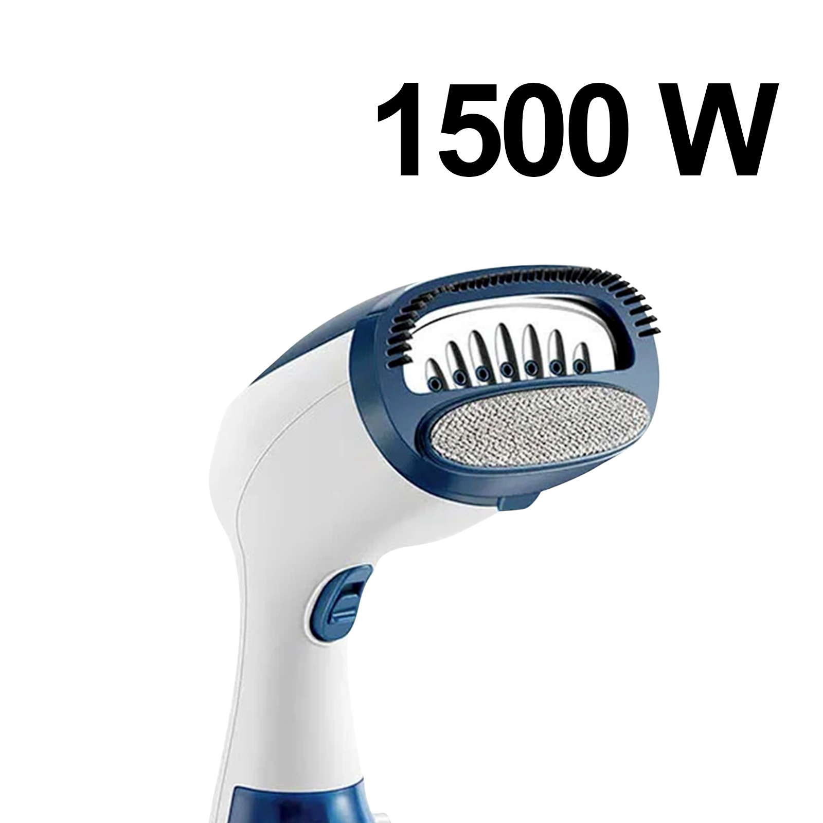 1500 W Dampfbügeleisen mit blauen und weißen Akzenten.