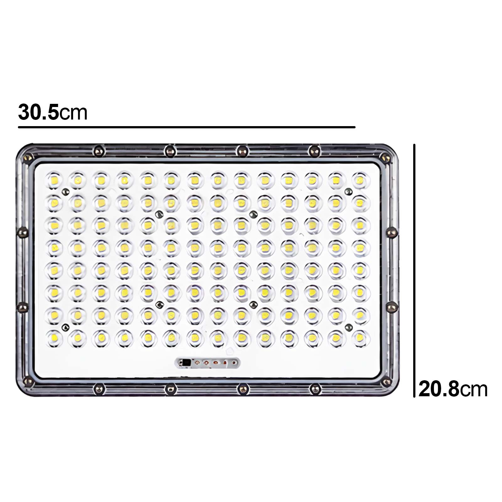 Ein rechteckiger LED-Fluter mit Maßen von 30,5 cm x 20,8 cm.