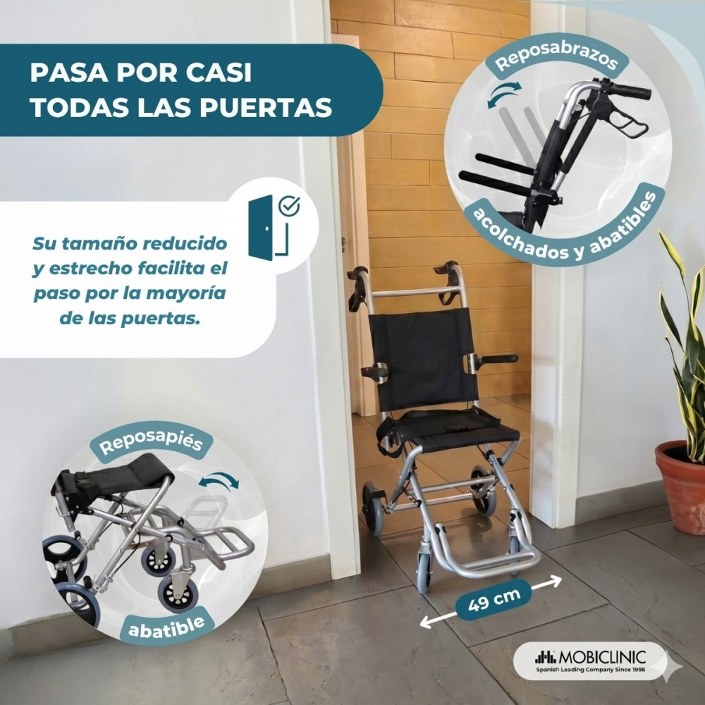 Una silla de ruedas estrecha pasa por casi todas las puertas.