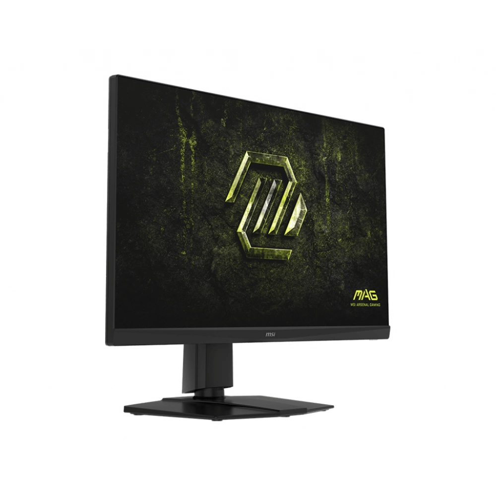Siyah bir oyuncu monitörü sarı bir logo ve "MAG MSI ARSENAL GAMING" metni gösteriyor.