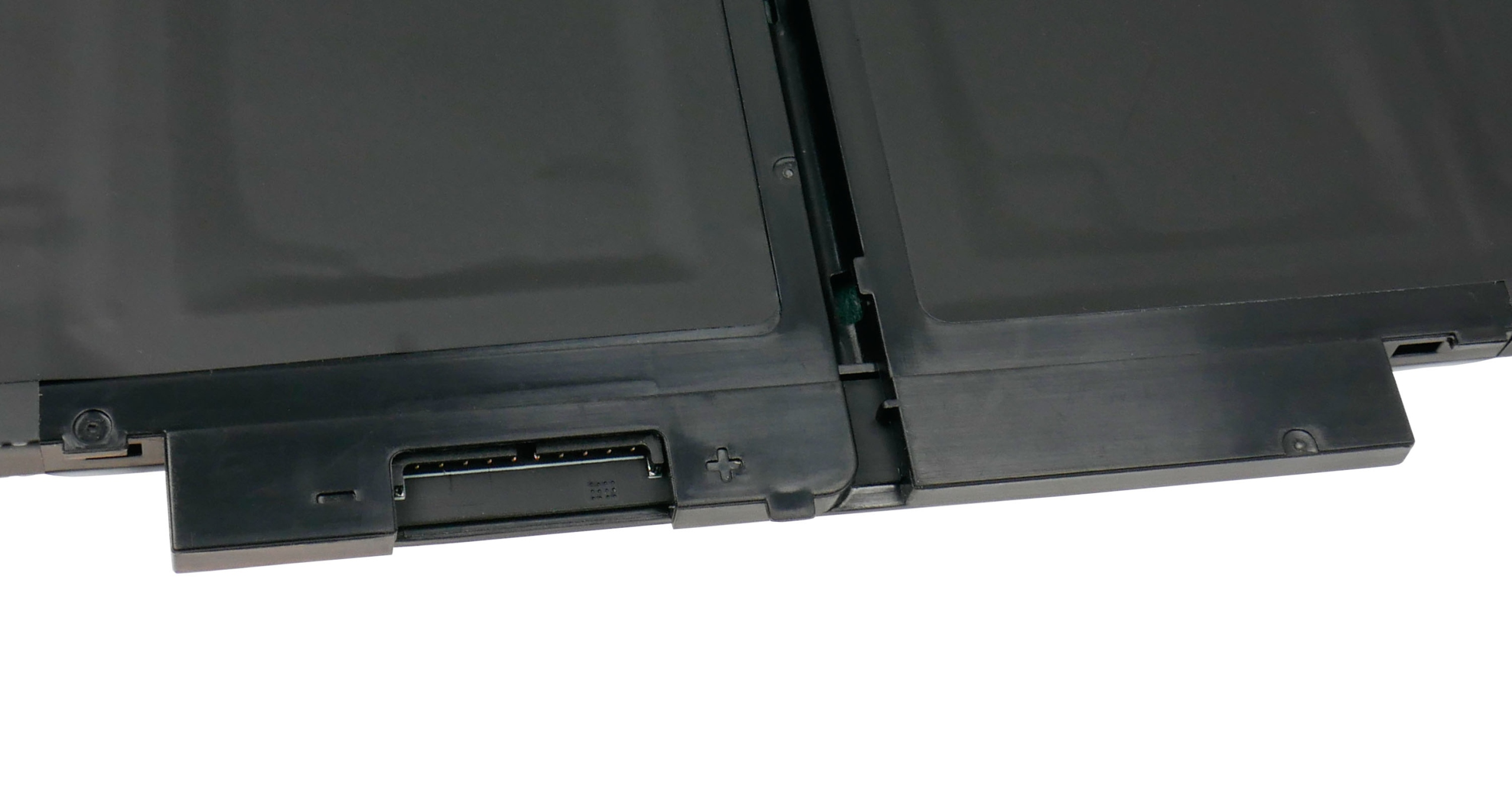 Czarna bateria do laptopa z widocznymi złączami i punktami połączeń.