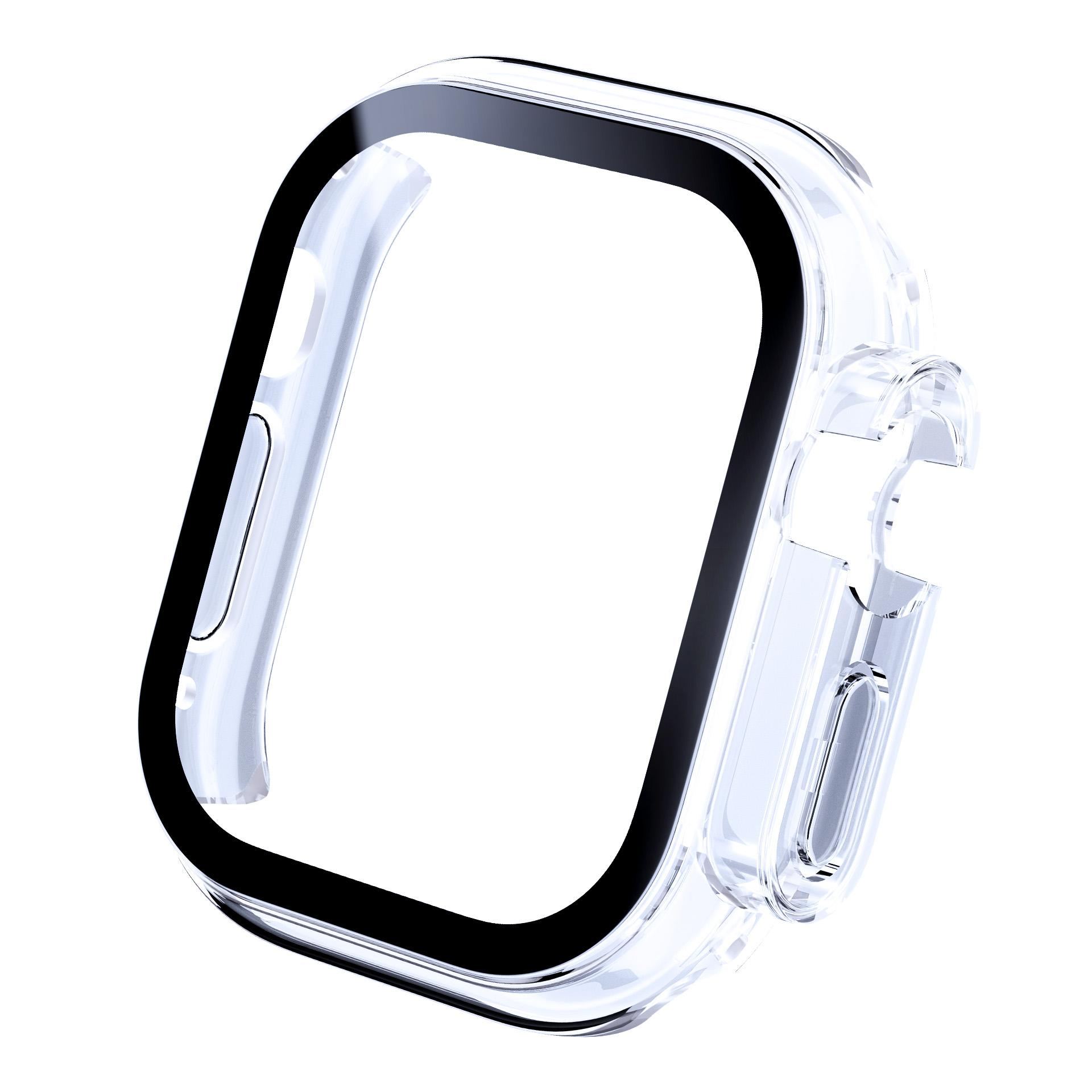Przezroczysta ramka ochronna na ekran smartwatch z czarną ramką.
