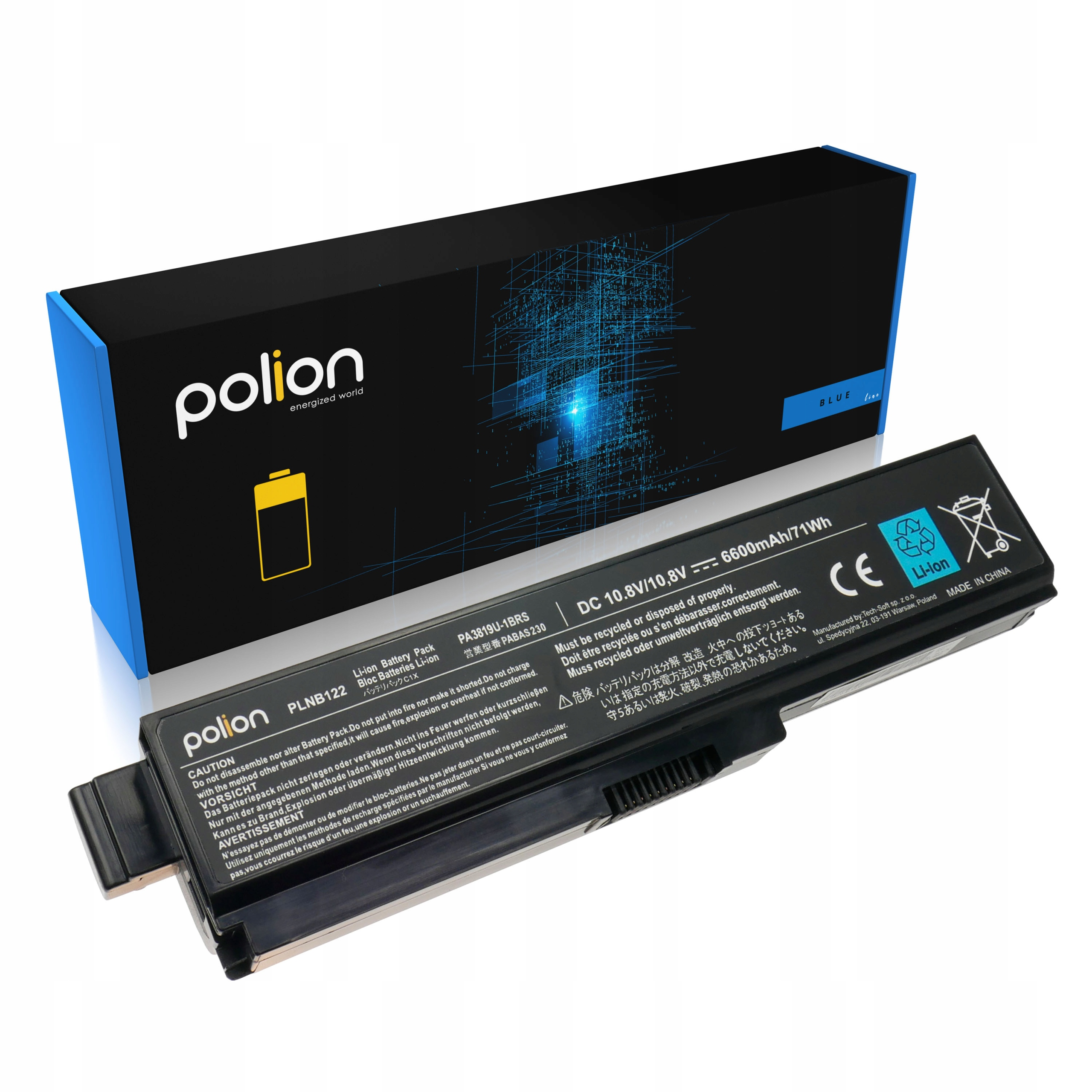 Bateria do laptopa Li-Ion Polion, model PLNB122, 6600mAh, made in China.