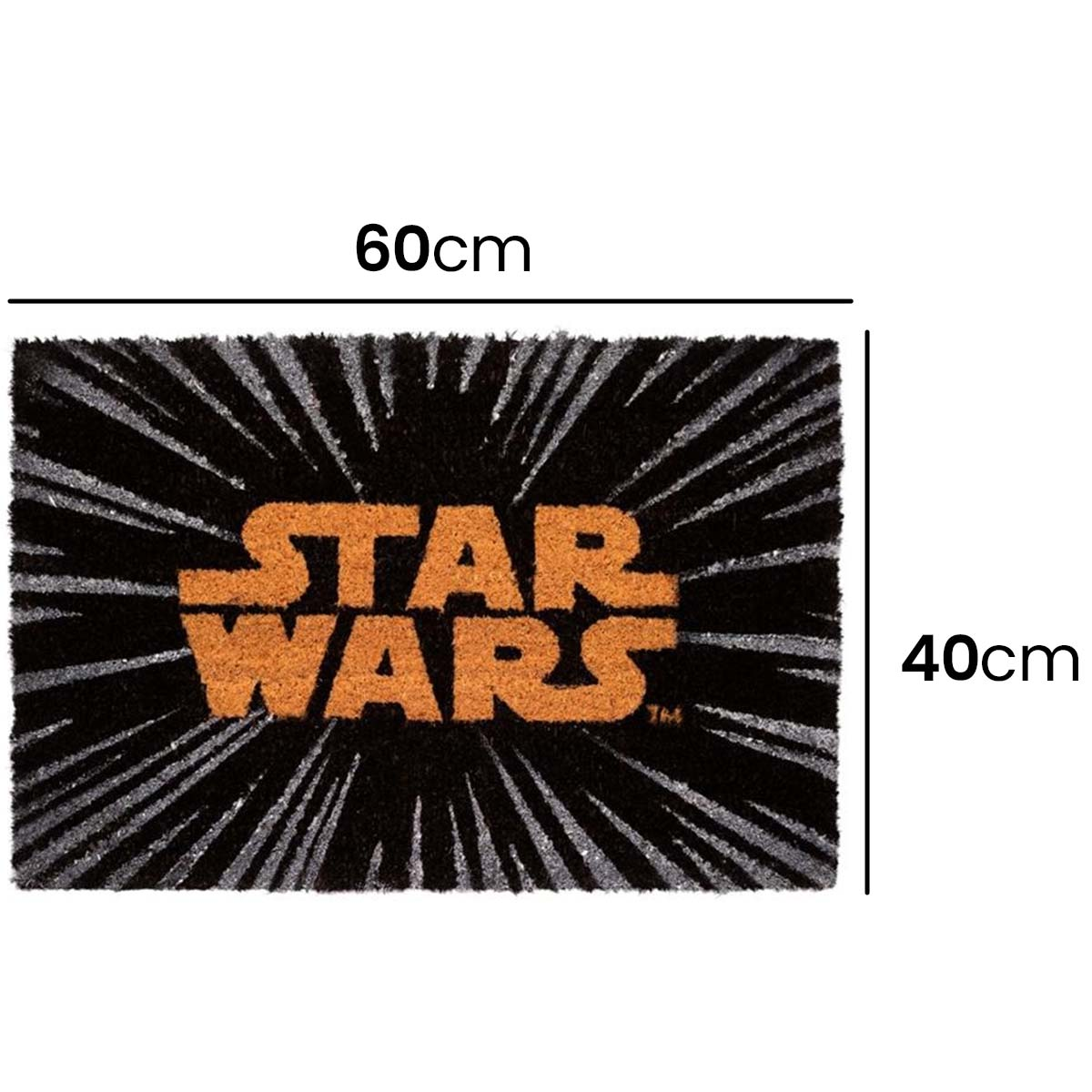Zerbino con logo Star Wars su sfondo nero con motivo a raggi.